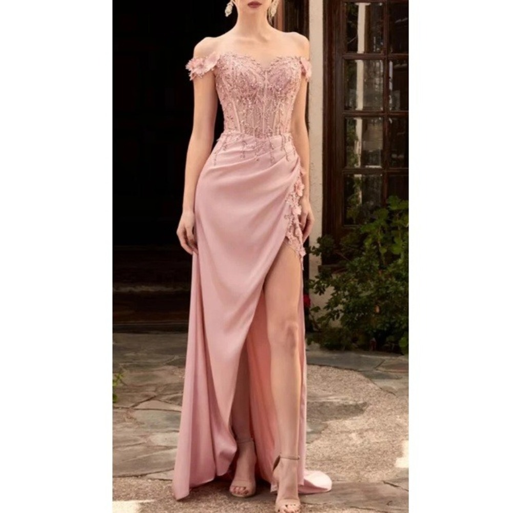 RYANTH Women's Pink Sequined Lace‎ Satin Evening Gown Prom Dress Size 16 NWT